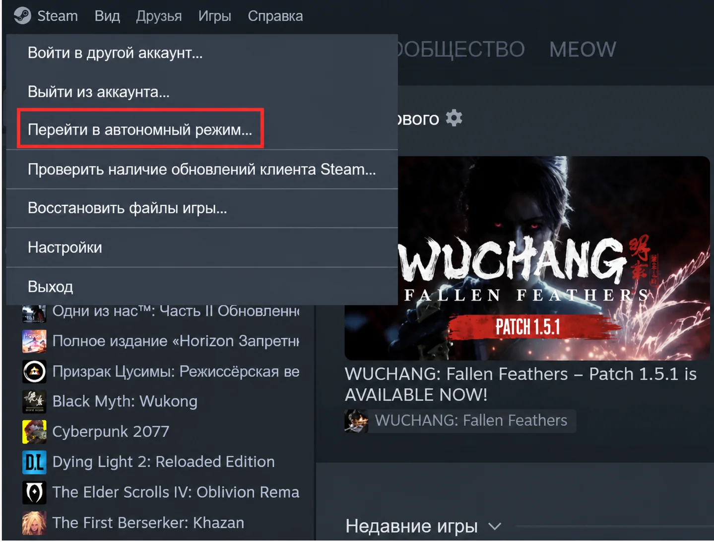 Автономный режим Steam